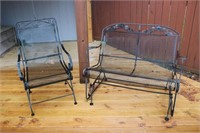 Wrought Iron Chair & Loveseat Glider