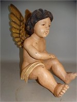 Large Carved Wooden Cherub