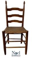 Antique Ladder Back Chair W/ Cane Bottom Seat