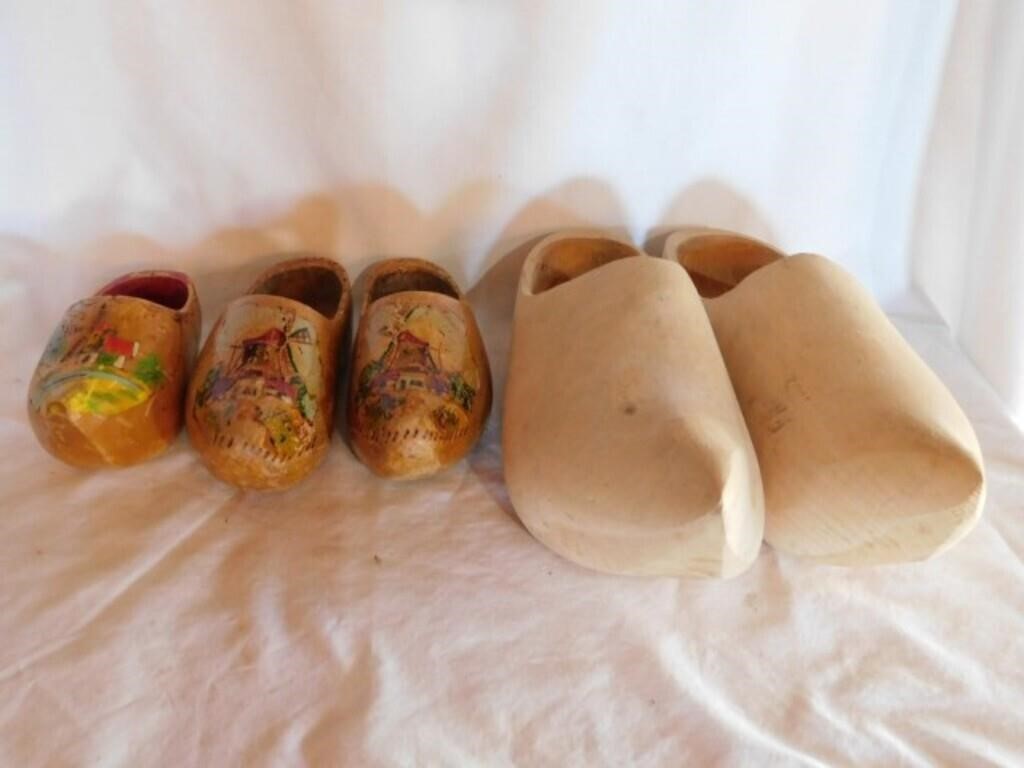 Wooden dutch shoes: one pair hand painted, single