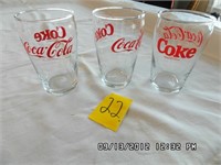 3 Coca-Cola Glasses