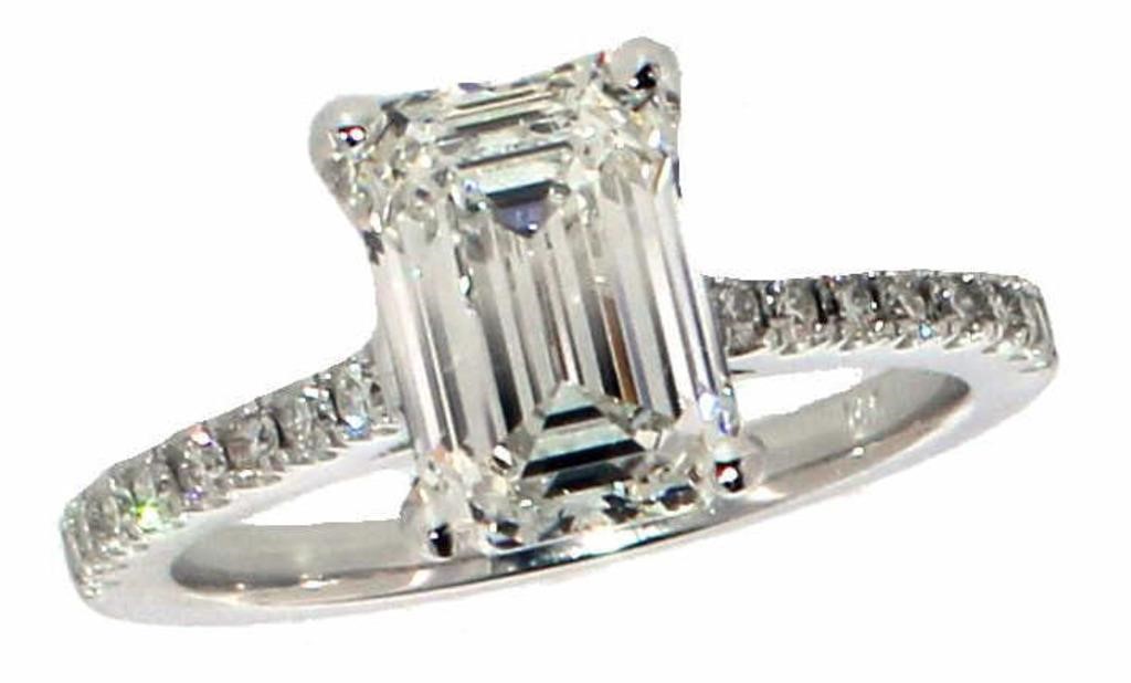 14kt Gold 2.25 ct Emerald Cut Lab Diamond Ring