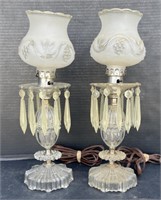 (AV) Matching White Crystal Table Lamps