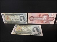 1986 & 2 1973 CANADA BANK NOTES