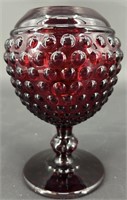 Imperial Ruby Hobnail Pedestal Rosebowl