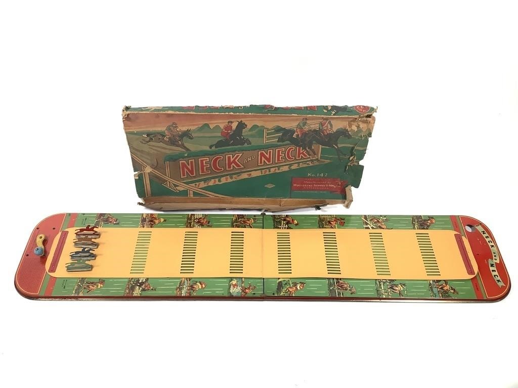 Neck & Neck Tin Litho Horse Race Simulator Toy