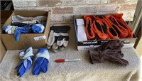 (2 BOXES) ASSORTED WORK GLOVE & STRAPS