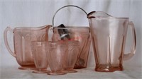 6 pcs. Antique Pink Depression Glassware