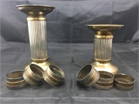 Brass Candle Holders and Napkin Rings