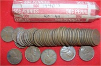 1940-49's Wheat Cents Mixed Dates/Mint Marks