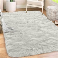 Gorilla Grip Fur Rug  5x8  Ivory Carpet