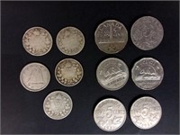 11 pièces de monnaie canadiennes anciennes