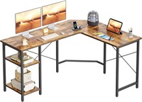 CubiCubi L Shaped Desk with Shelves