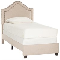 Queen Sz Linen Avanley Upholstered Panel Bed