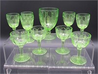 GREEN COLONIAL DEPRESSION GLASS: