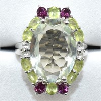 Silver Green Amethyst Multi Colour Gem Stone(14.6