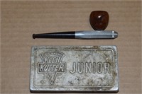 Vtg Kenn Kutter Junior Tin + Small Tobacco Pipe