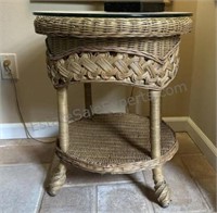 Wicker Table with Glass Top