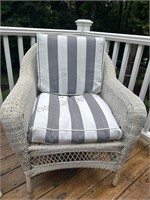 Wicker Style Chair White with Cushion 35” H x 30”