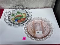 Pink DepressionRelishPlate&Handpainted Plate Decor