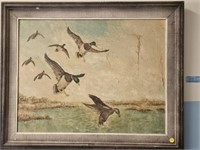 J SPENCER PAINTING OF MALLARD DUCKS