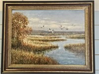 ROBIN SCOTT OIL ON CANVAS OF MALLARDS