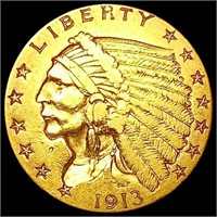 1913 $2.50 Gold Quarter Eagle CLOSELY