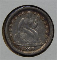 1849 Seated Liberty Silver Dime