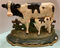 Cast-iron doorstop - mama and baby cow. 15 inches