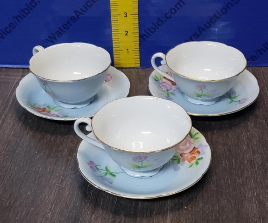 3 Trimont China Tea Cups & Saucers Japan