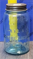 Vintage Qt Atlas Blye Glass Canning Jar