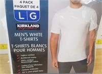 4pk Mens Sz L Wht Crew Neck Shirts