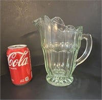 Vintage Green Press Glass Pitcher