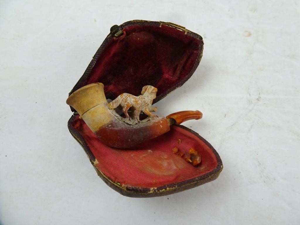 Small Vintage Amber & Meerschaum Clay Smoking