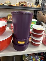 PURPLE TUPPERWARE CANISTERS