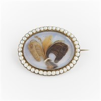 Georgian Hairwork & Pearl Brooch