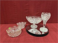 10 Household Decor Items:  4 Crystal Dishes- Tall