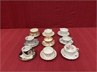 9 China Cup and Saucer Matched Sets