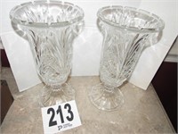 (2) 12" Crystal Vases