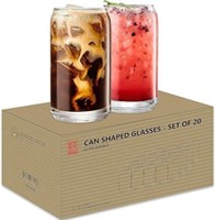 NEW $100 Set of 20 Glass Can Shaped Mugs - 16oz