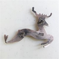 Vintage Mexican Silver Deer Brooch