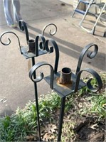 (2X) METAL GARDEN CANDLE / TORCH HOLDERS, 40.5"