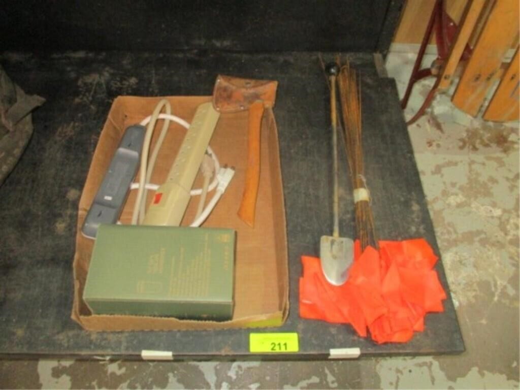 Flags, hatchet, mini humidifier, misc