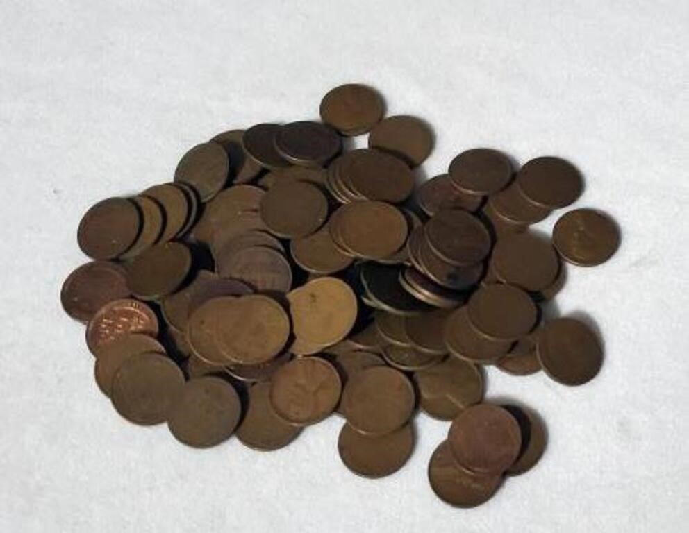 100 Wheat Pennies coins