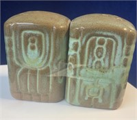 Frankoma Pottery Aztec Mayan Salt Pepper Shakers