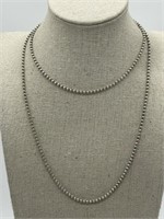 Vintage Sterling Silver Ball Link Long Necklace