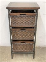 Wooden Shelving Unit with Wicker Drawers