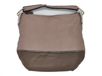 Dusty Pink/Brown Pebble Leather Hobo Bag