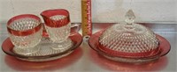 Indiana Glass Ruby Flash dishware, see notes