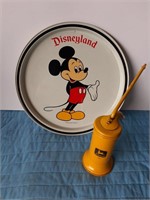 Vintage Disney Tray & Antique John Deere Oil Can